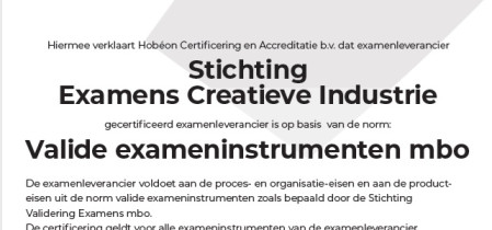 Certificering conform de Norm voor valide exameninstrumenten inzichtelijk voor het mbo toegekend aan StECI